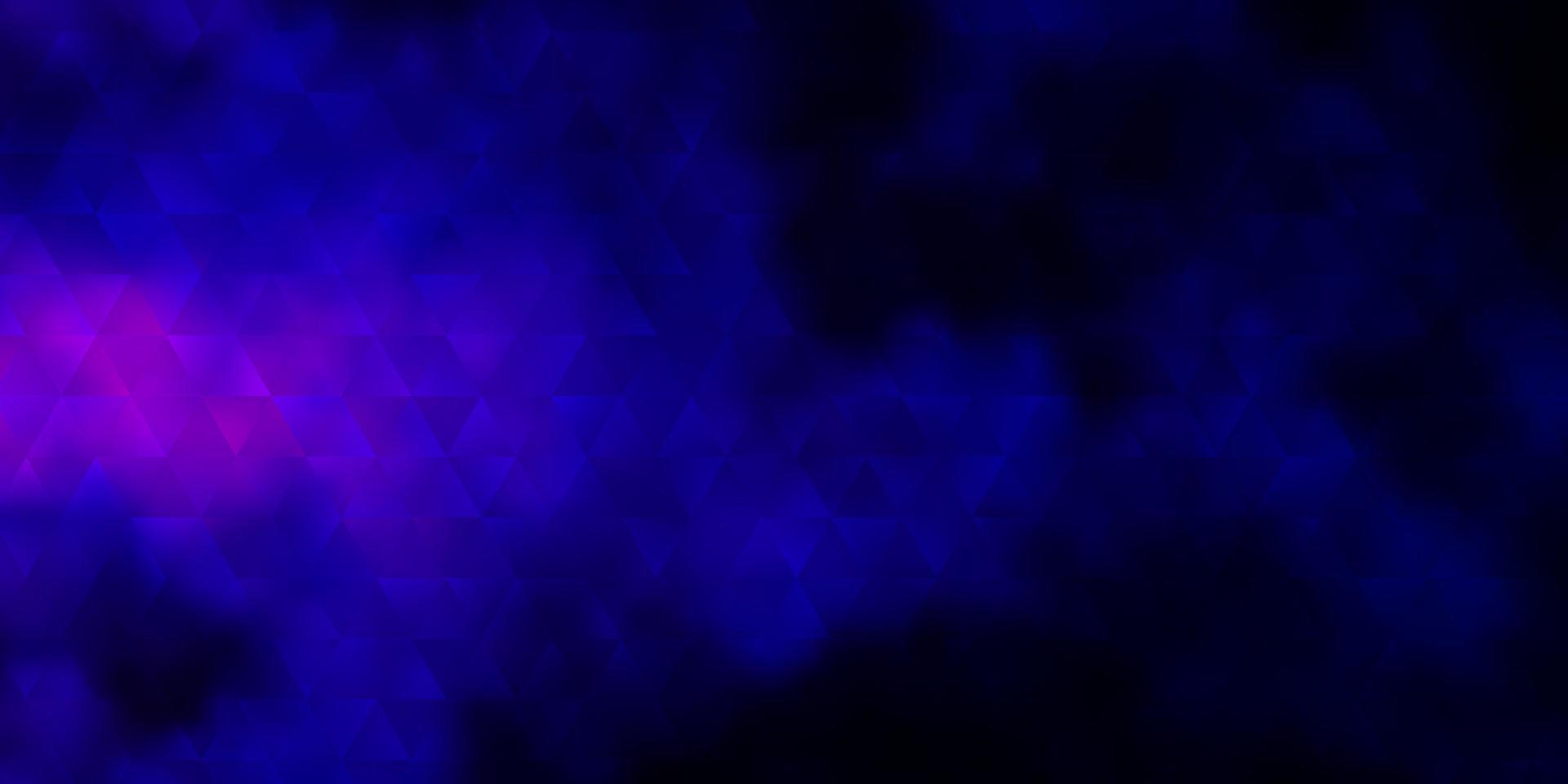 dunkelrosa, blaue Vektorschablone mit Kristallen, Dreiecken. vektor