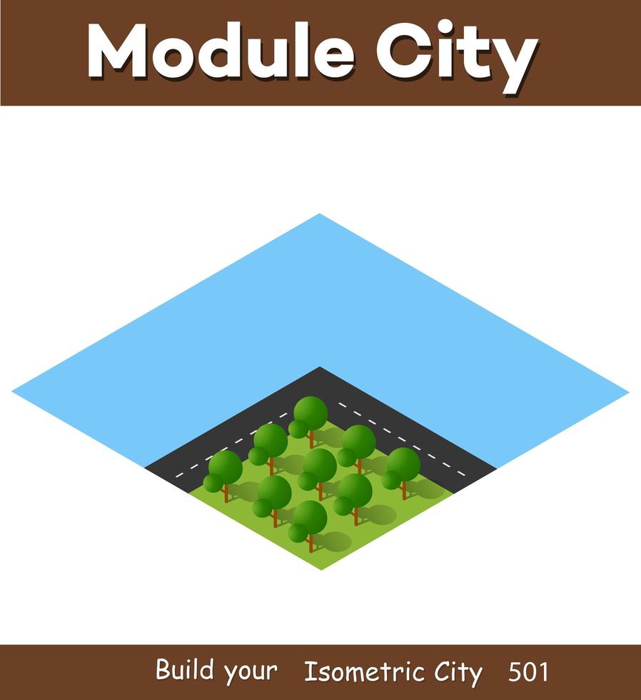isometrisk 3d illustration vy från ovan till skogskvarteret vektor