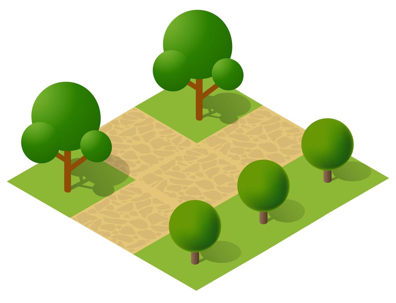 stadtviertel draufsicht landschaft isometrische 3d-illustration mit bäumen mit park vektor