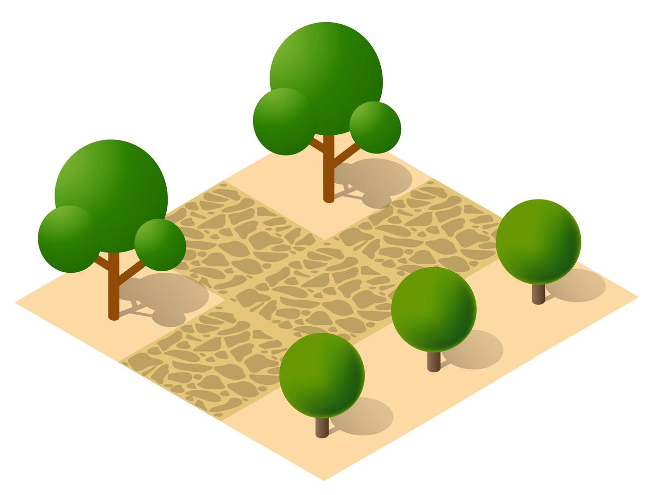 stadskvarter ovanifrån landskap isometrisk 3d-illustration med träd med park vektor