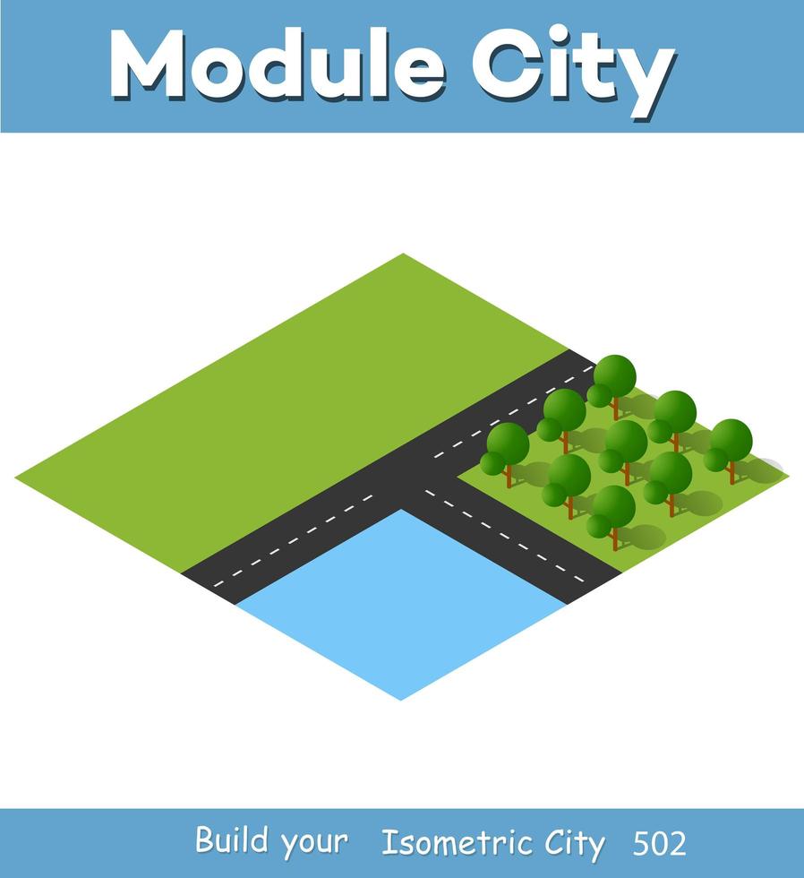 isometrisk 3d illustration vy från ovan till skogskvarteret vektor