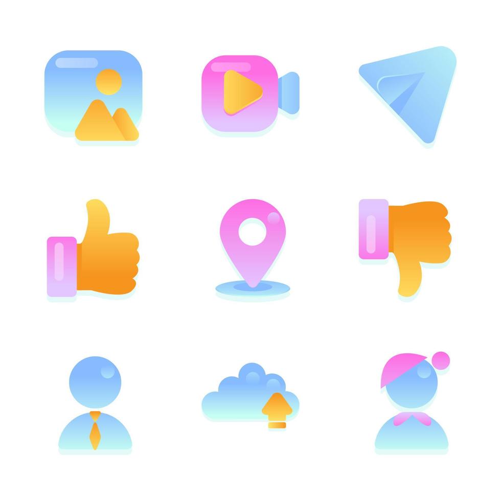helt enkelt glänsande pastellfärgade sociala medier-ikoner vektor