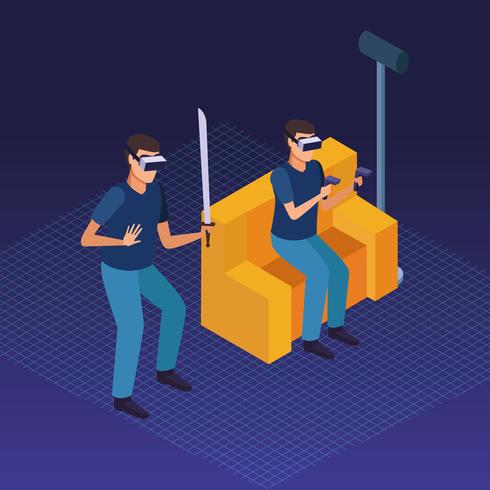 Människor som leker med virtuell verklighet vektor