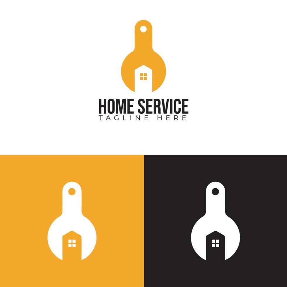 Home-Service-Design-Logo, einfaches Logo mit Home-Symbol und Schlüssel kombiniert vektor