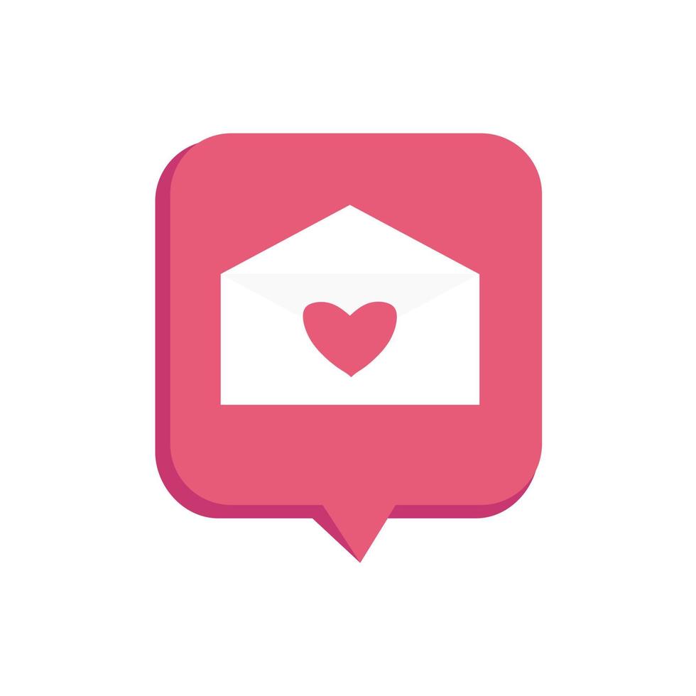 Vektor-Illustration von Liebesbrief-Symbol. rote Sprechblase mit Umschlag und Herz. glückliches valentinstag-mail-benachrichtigungssymbol. romantisches grußkartendesign für web, e-mail, soziale medien, banner. vektor