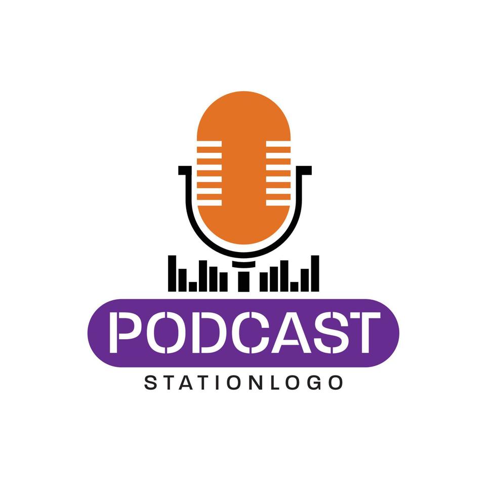 podcast modern logotyp vektor med röd bakgrund. vektor isolerade