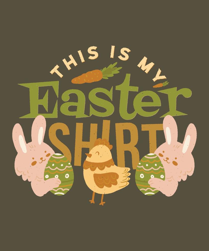 kanin och kyckling påsk detta är min påskskjorta 2022 vektor