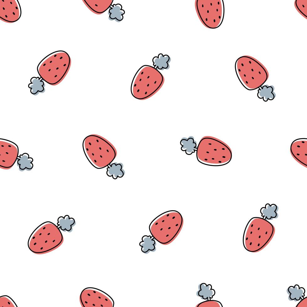 Baumschule Musterdesign Erdbeere auf weißem Hintergrund für Druck, Tapete, Textil verwendet vektor