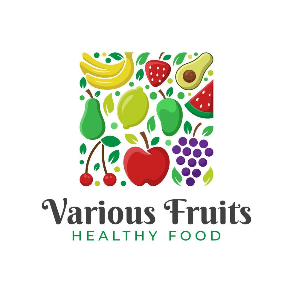 frisches obst der natur und verschiedene obstlogodesign vektor