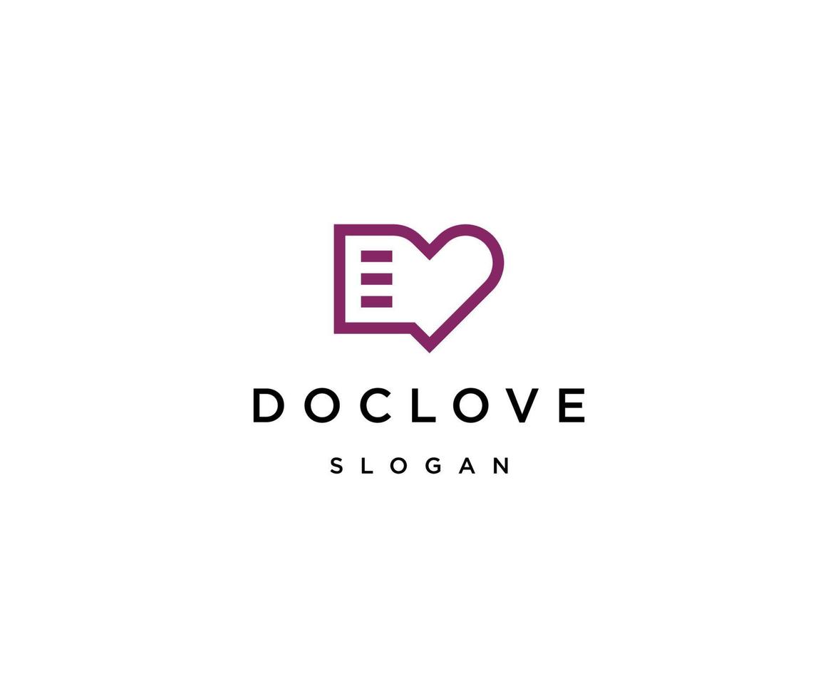 Dokument-Liebe-Logo-Icon-Design-Vorlage vektor