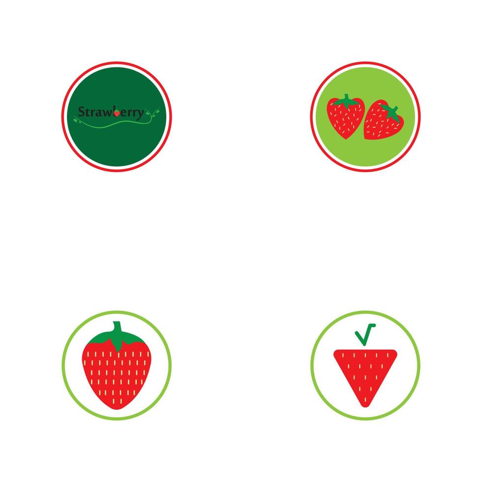jordgubbe rolig och söt logotyp vektor ikon bakgrund mall illustration