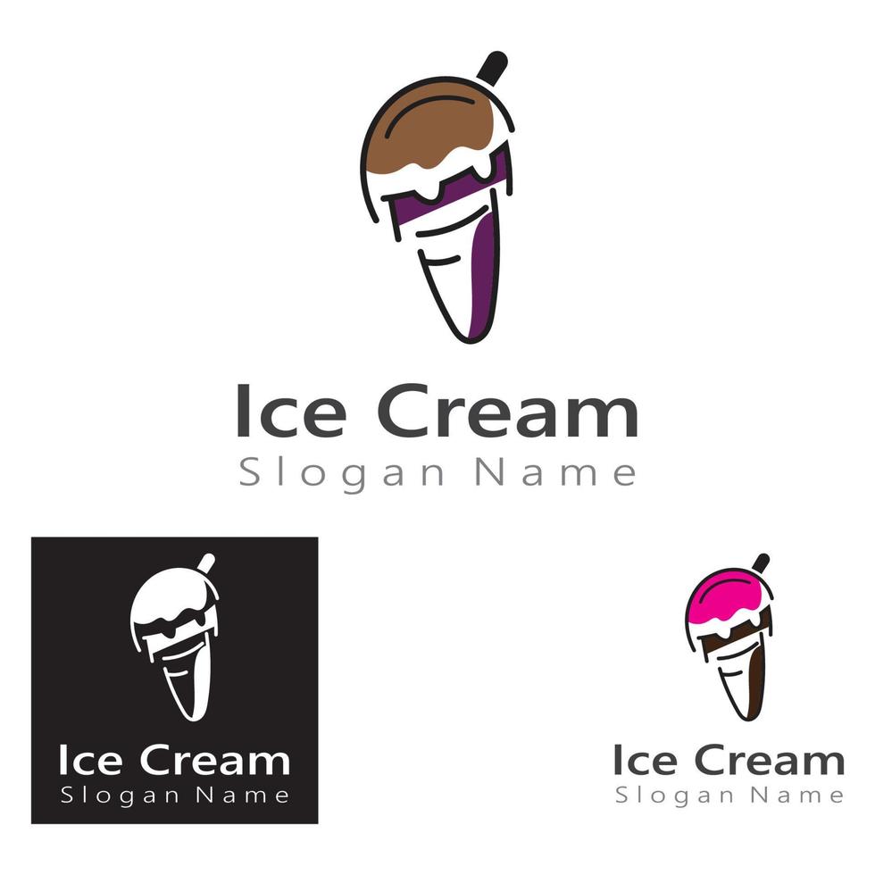 Eiscreme-Logo-Design, frische Eiskegelschablonen-Vektorillustration vektor