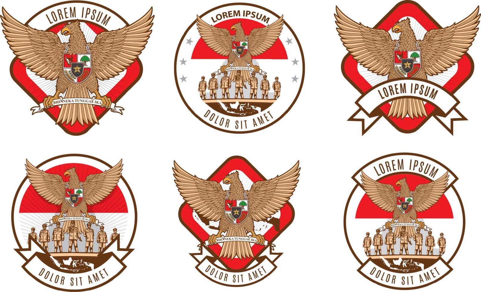 garuda nationales symbol des indonesischen logo-abzeichen-sets vektor