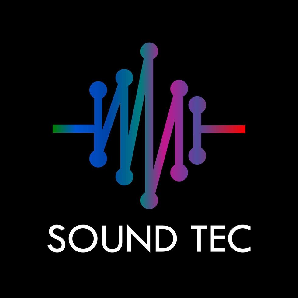 Sound-Tech-Logo-Vorlage Illustration. Geeignet für Medien, Musik, Technologie, App, Netzwerk usw vektor
