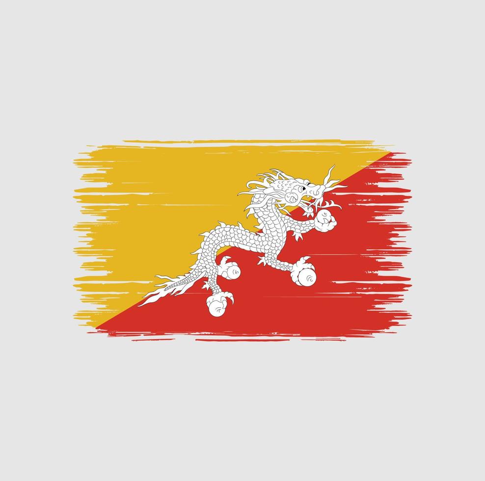 Bhutan-Flagge-Pinsel. Nationalflagge vektor