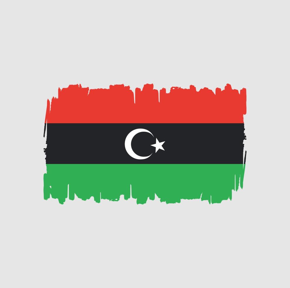 libyens flagga penseldrag. National flagga vektor