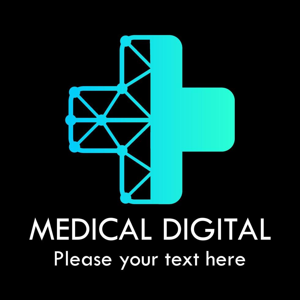 medicinsk digital logotyp designmall illustration. det finns kors, lämplig för medicin, webb, apotek, internet, nätverk, varumärke, media, globe, klinik, företag, etc vektor