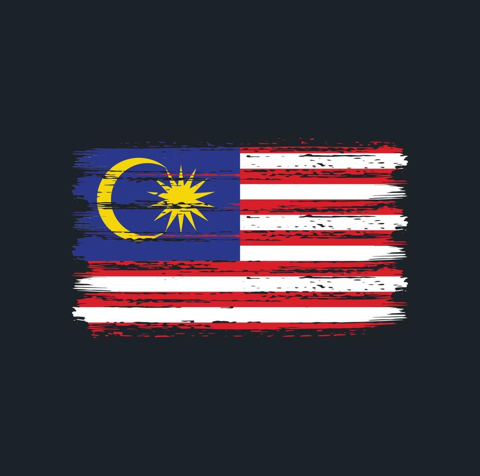 malaysia flagga penseldrag. National flagga vektor