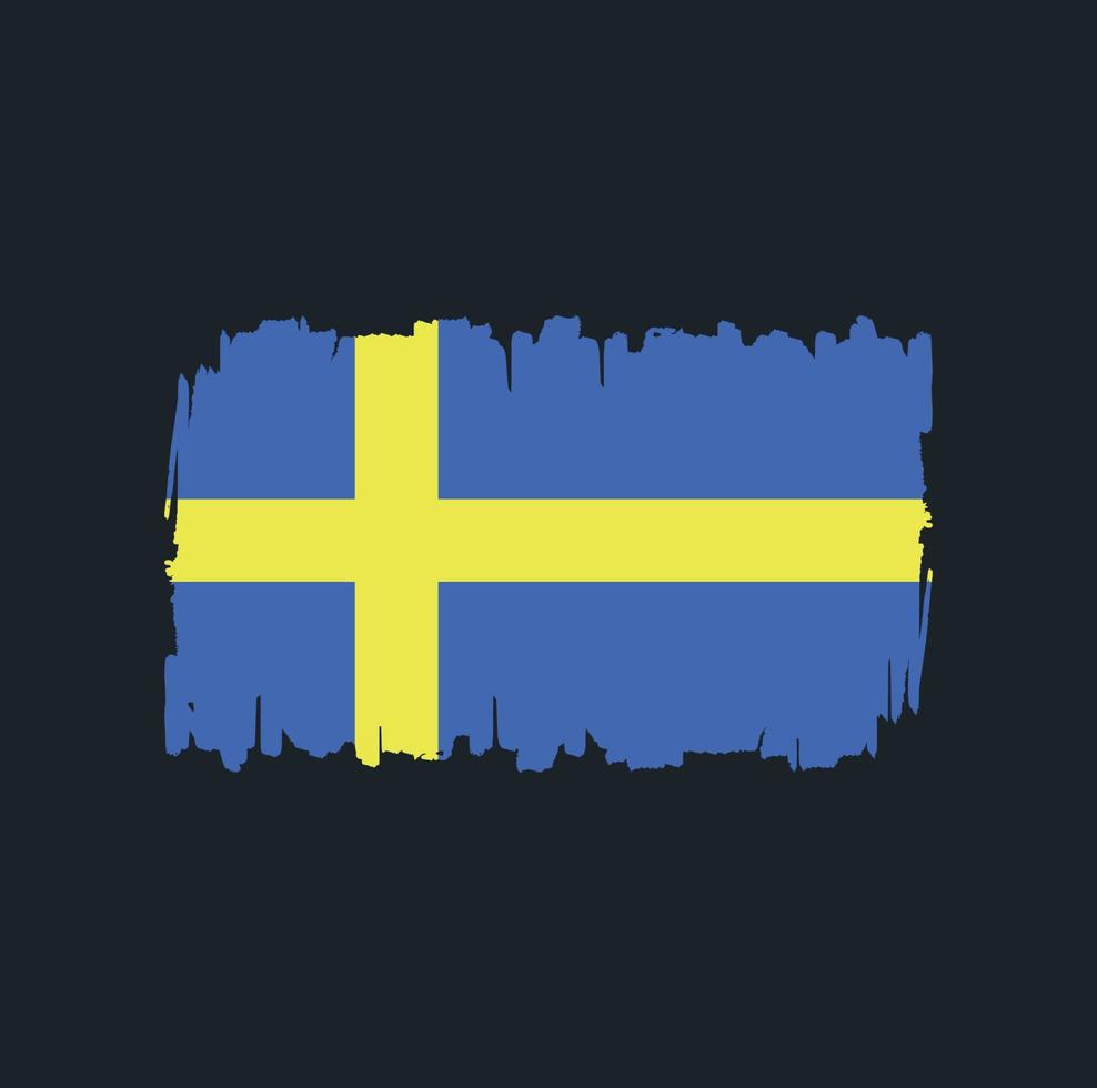 sverigeflaggan penseldrag. National flagga vektor