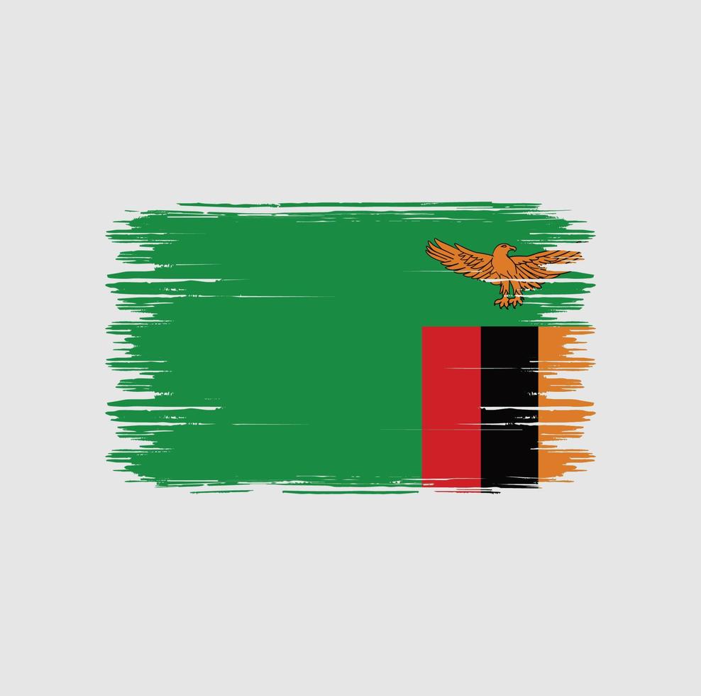 Bürste mit Sambia-Flagge. Nationalflagge vektor