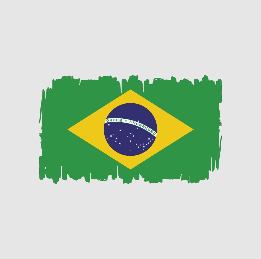 Pinselstriche der brasilianischen Flagge. Nationalflagge vektor