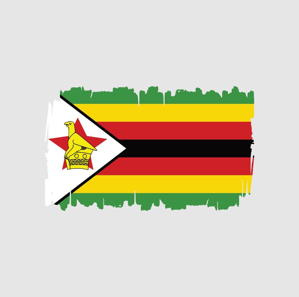 zimbabwe flagga penseldrag. National flagga vektor