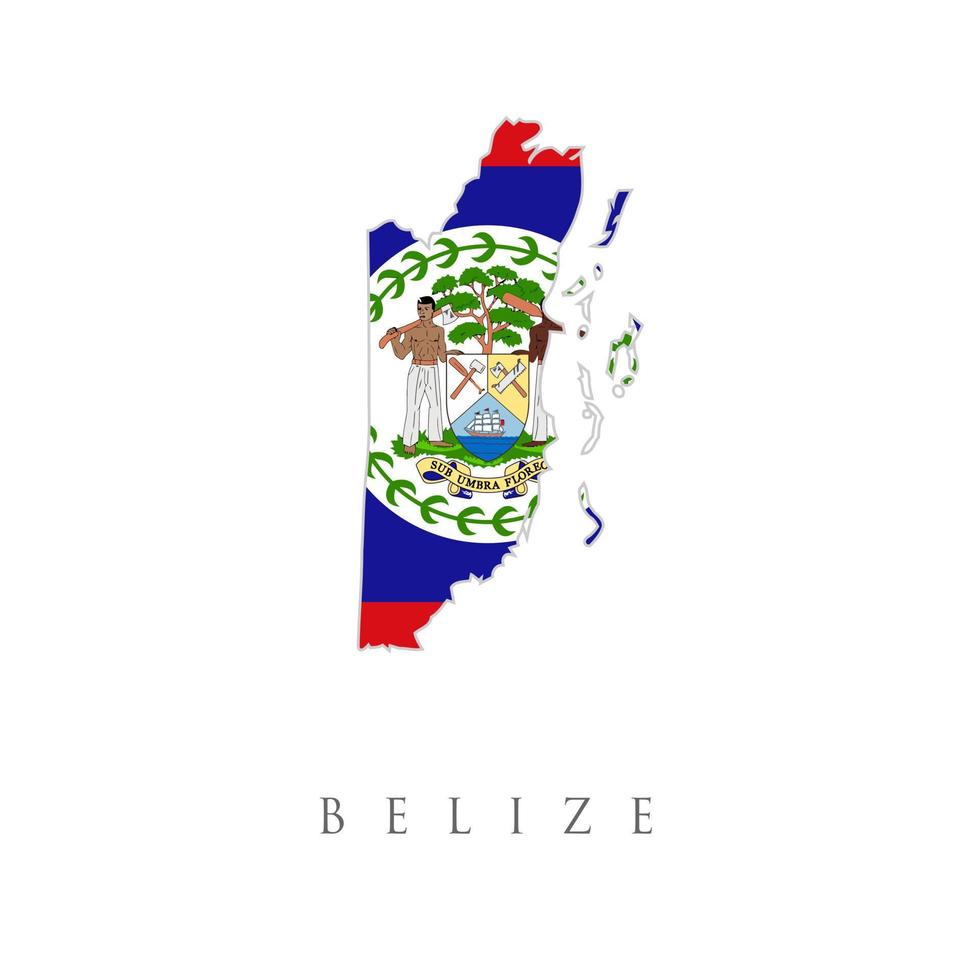 Karte von Belize mit Flagge. belize-kartenrand mit flaggenvektor. belize-landesflagge innerhalb des kartenkonturdesign-ikonenlogos vektor