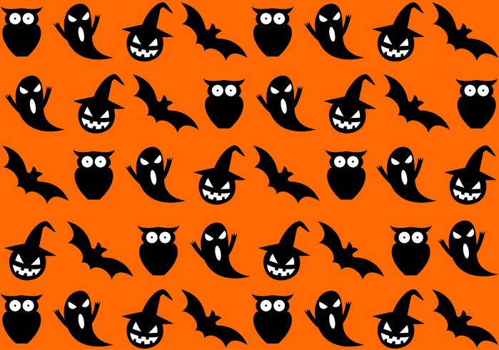 Nahtloses Halloween-Muster auf orange Hintergrund - Vector Illustration