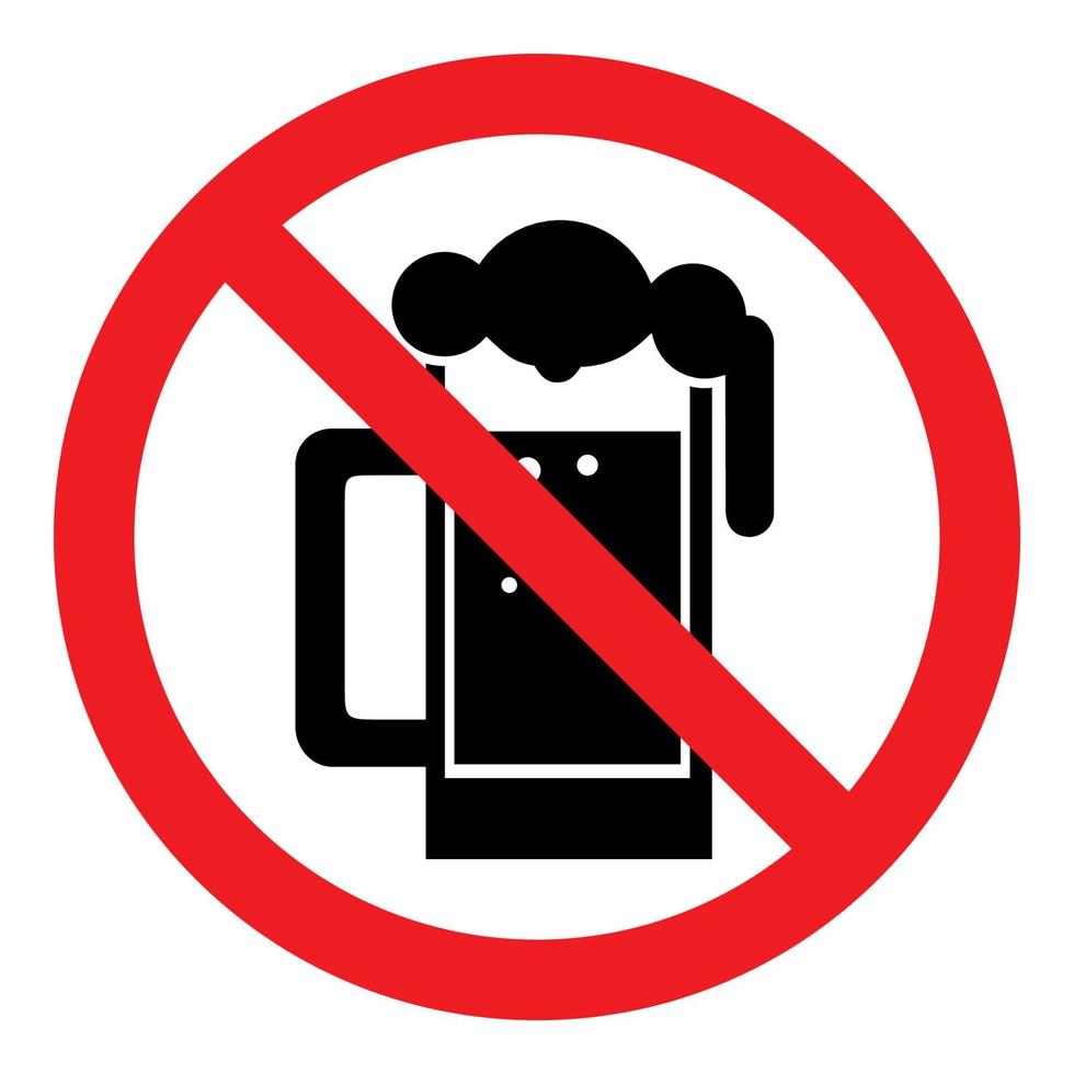 ingen alkohol dryck förbjuden tecken symbol ett glas öl logotyp vektor