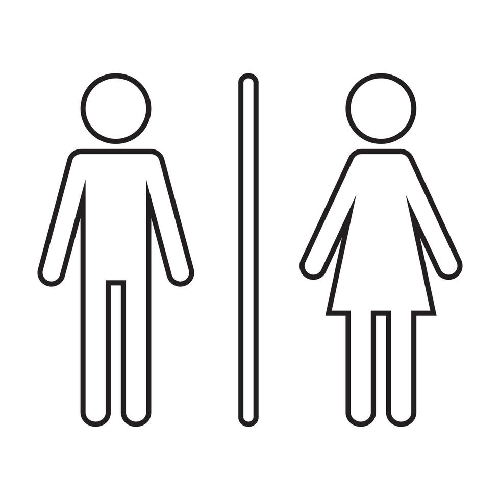 tecken män kvinnor toalett symbol vit stroke vektor