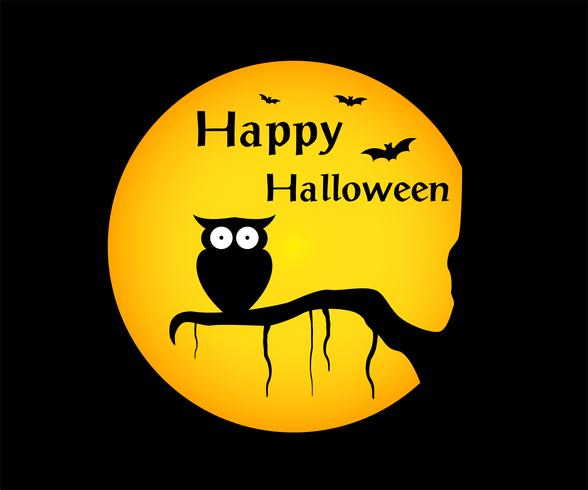 Happy Halloween Hintergrund mit Illustration Eule Silhouette auf Mond vektor