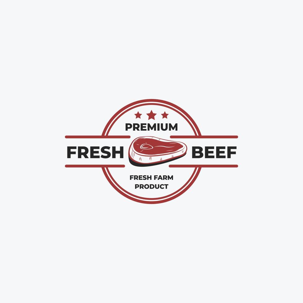 Premium-Logo-Vektor-Illustrationsdesign für frisches Rindfleisch. Rindfleisch-Logo-Vektorvorlage. Fleisch-Element-Logo-Illustration vektor