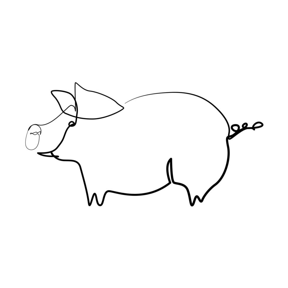 kontinuerlig linjeteckning av söt gris vektor illustration enkla koncept zodiac gris.