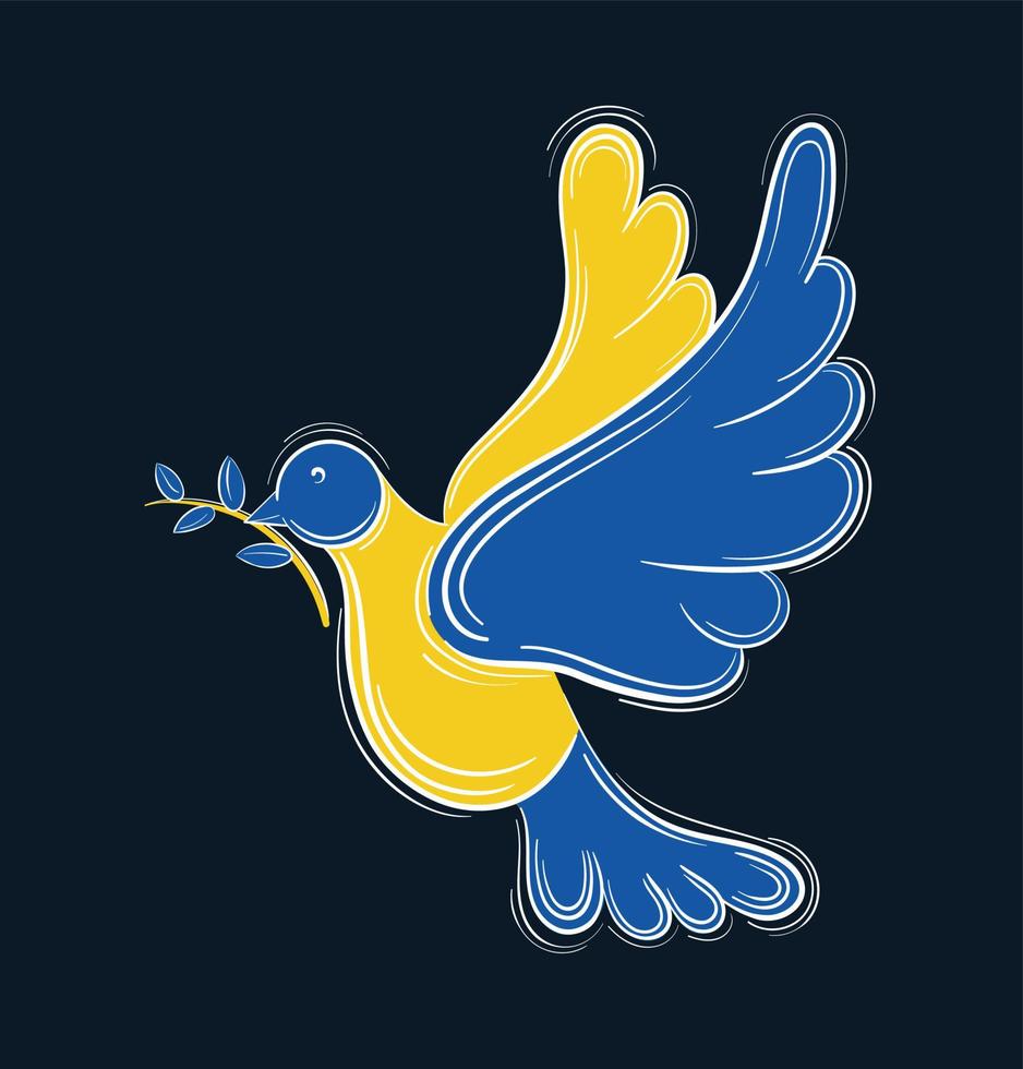 Taube Symbol des Friedens für die Ukraine. ukrainische Flagge vektor