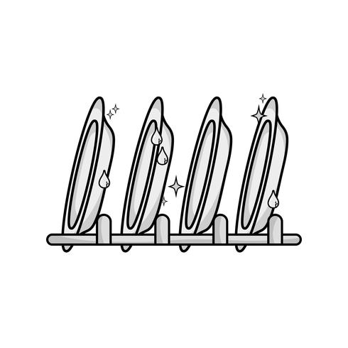 Graustufen Porzellangeschirr Utensilien sauberer Design vektor