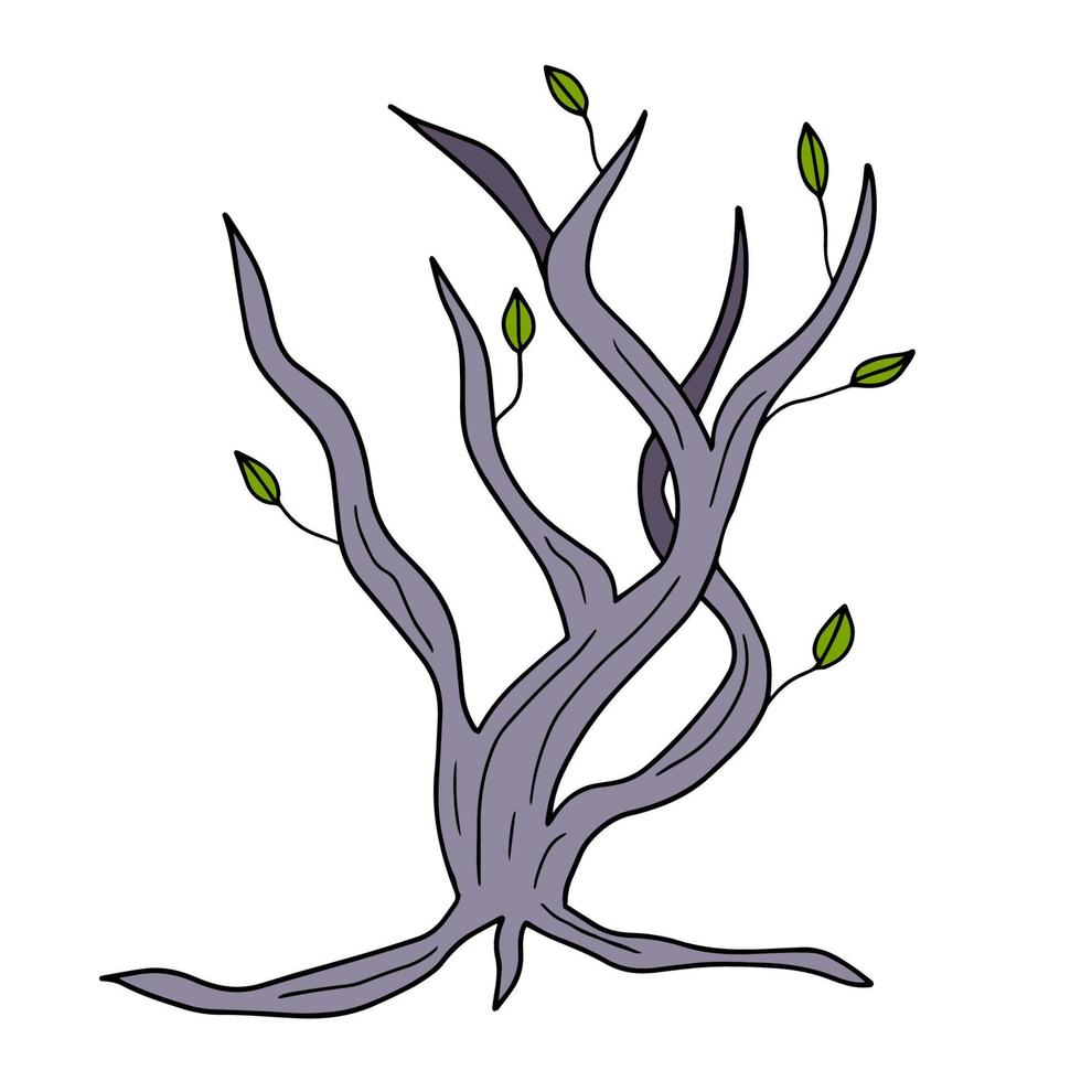 tecknad skallig vinterträd i platt stil isolerad på vit bakgrund. vårväxt. vektor