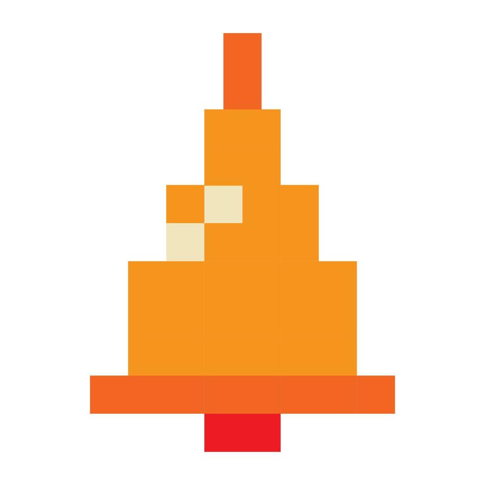 Pixel orange Glocke auf weißem Hintergrund. vektor