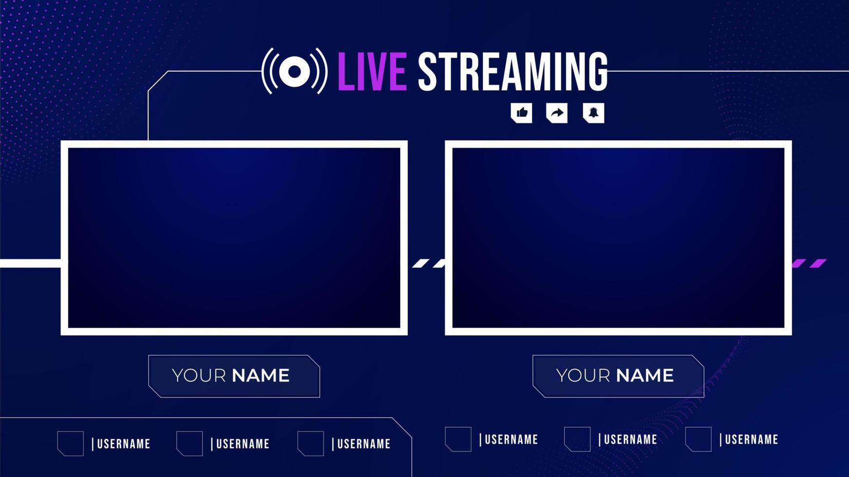 modern skärmpanel överlägg ram set designmall för spel streaming vektor