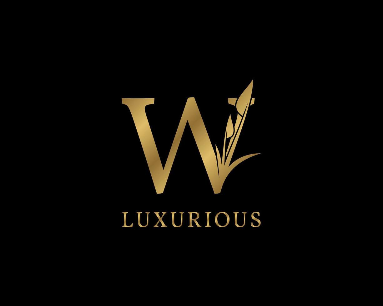 buchstabe w luxus-blumen-vintage-logo vektor