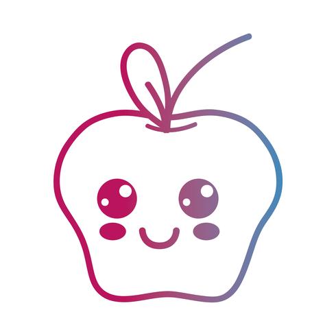 Linie kawaii nette glückliche Apfelfrucht vektor