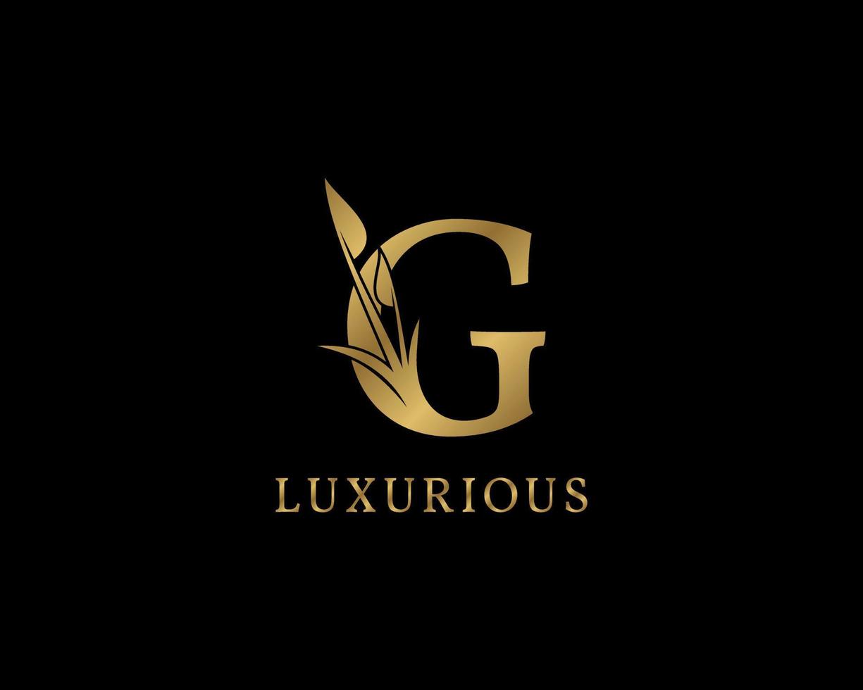 buchstabe g luxus-blumen-vintage-logo vektor