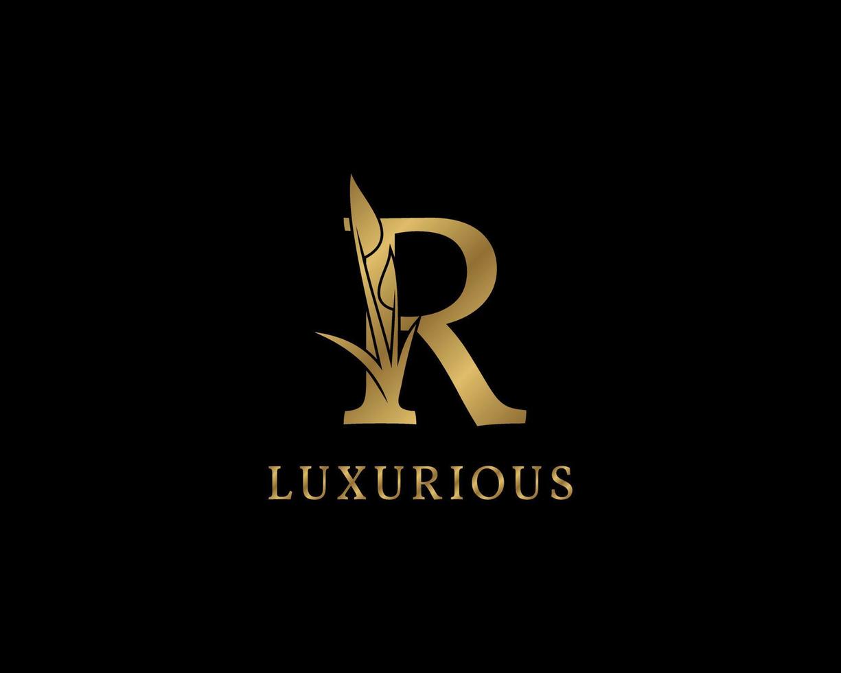 buchstabe r luxus-blumen-vintage-logo vektor