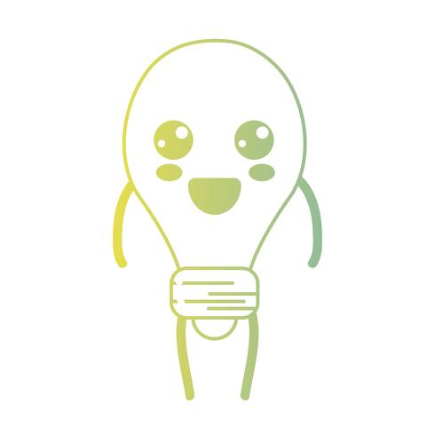 line kawaii söt lycklig glödlampa energi vektor