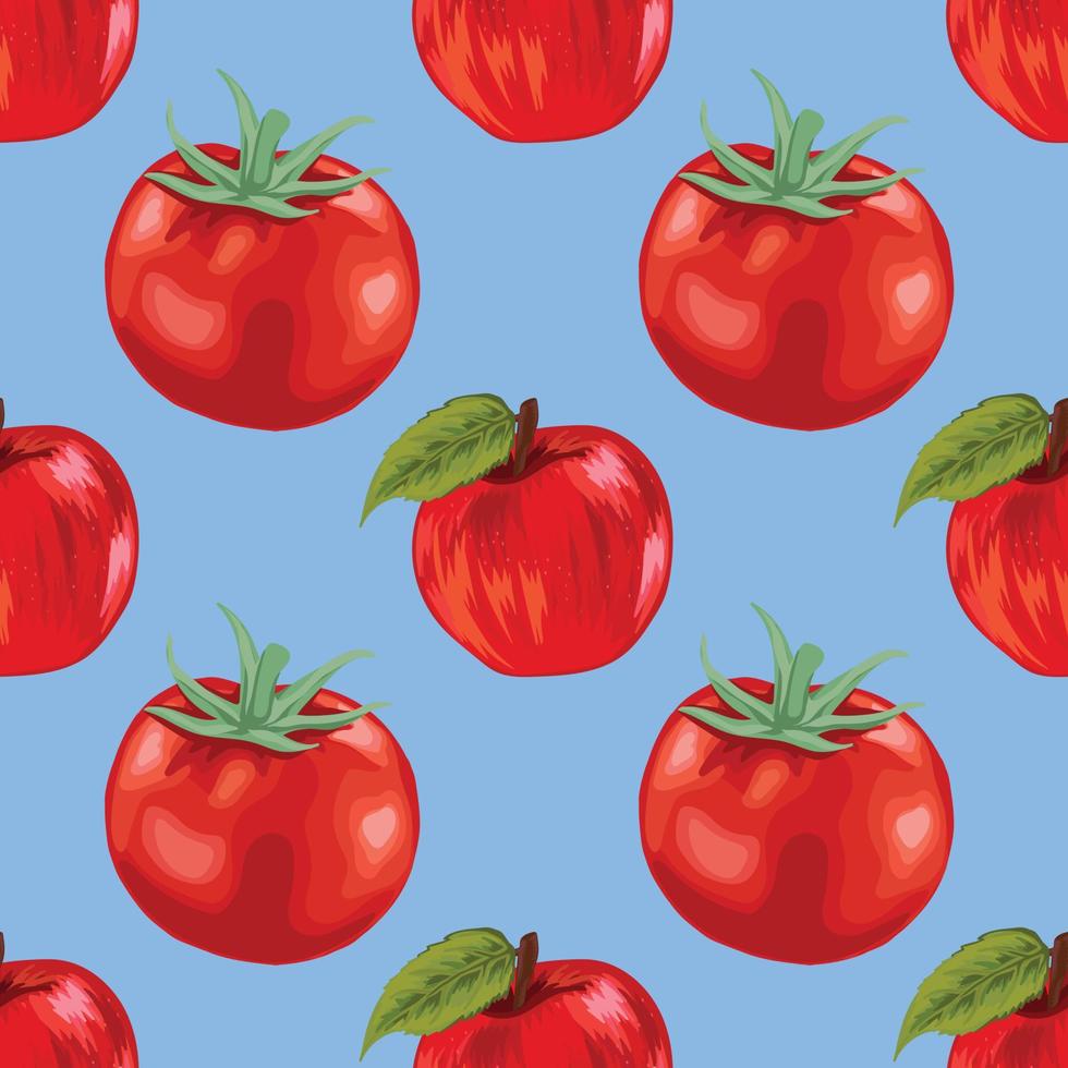 röd tomat och äpple sömlös vektor