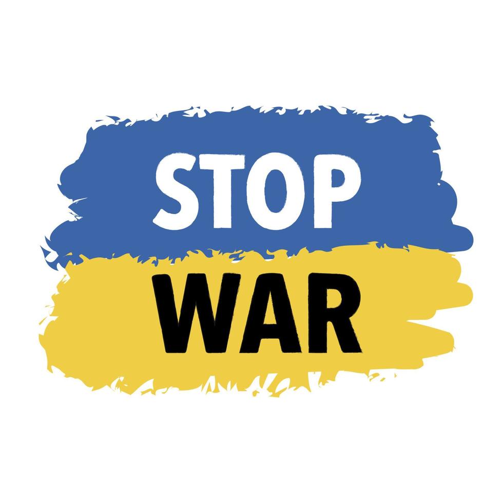 stoppa kriget. fras ord till stöd för Ukraina i kriget med ockupanten Ryssland. ukrainska flaggan vektor