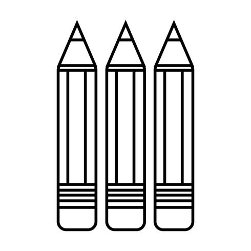 Linie Bleistifte Schulwerkzeug Objektdesign vektor