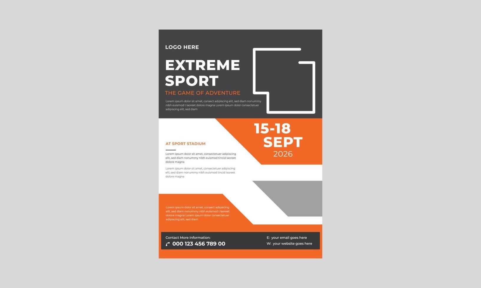 Extremsport-Flyer-Vorlage, Layout-Poster-Vorlagendesign für Sportveranstaltungen, Turniere oder Meisterschafts-Flyer. vektor