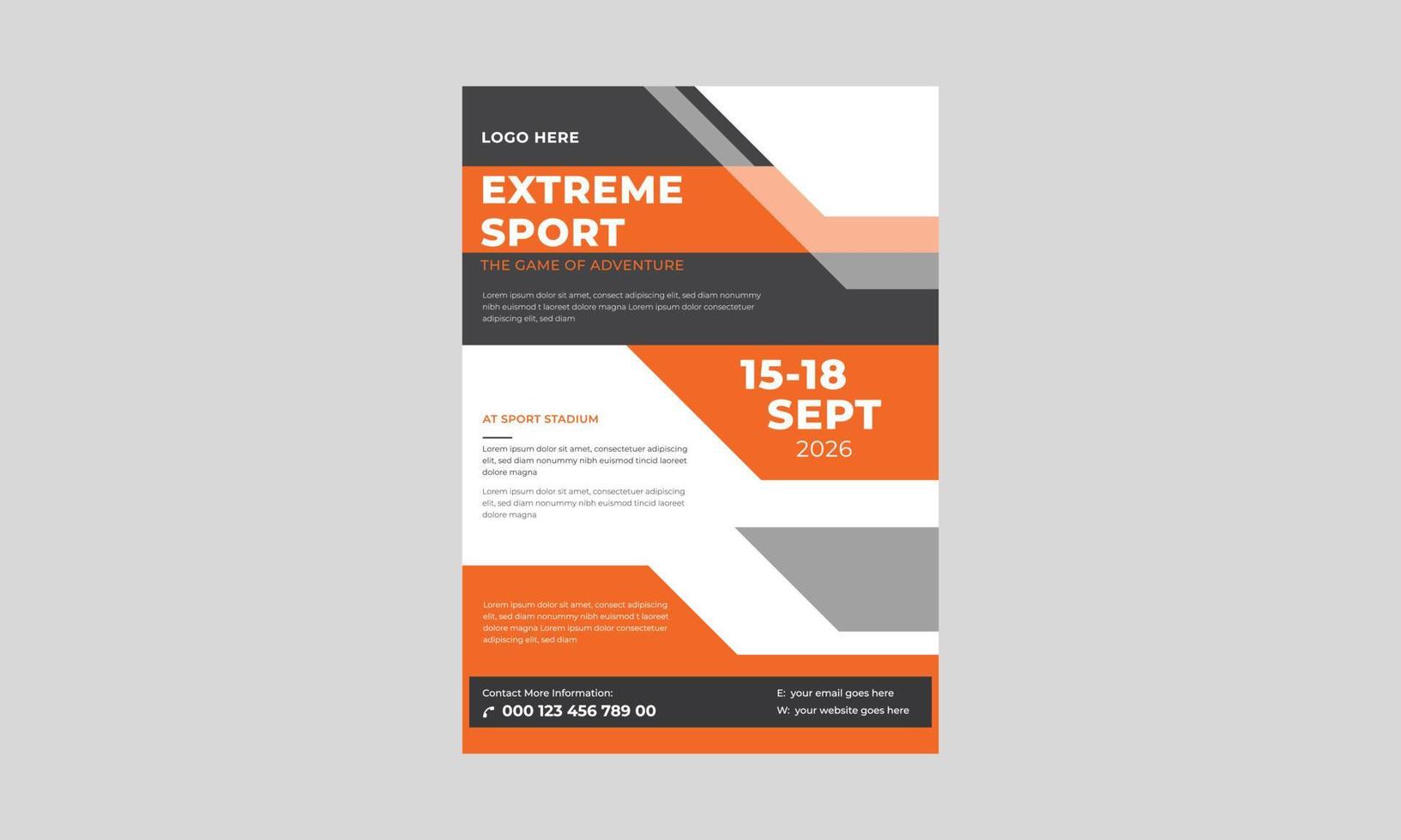 extrem sport flyer mall, layout affisch mall design för sportevenemang, turnering eller mästerskap flyer. vektor