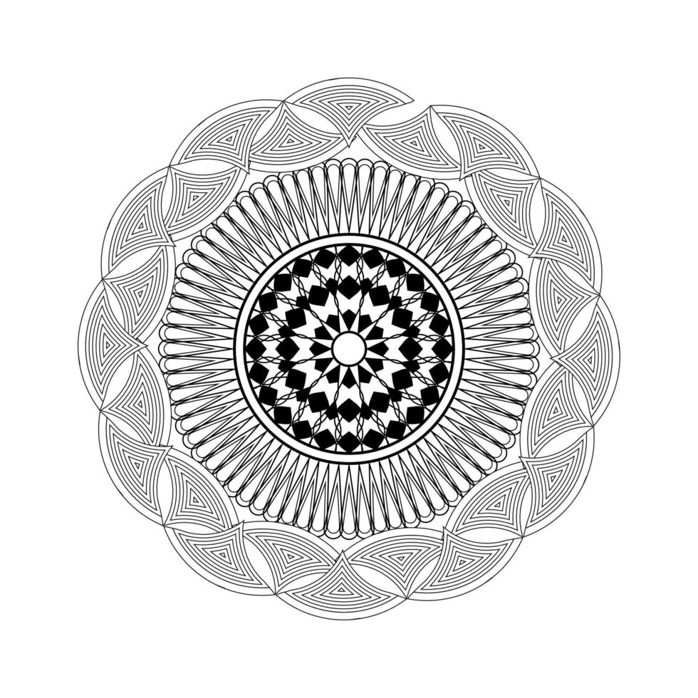 schwarze und weiße runde Elemente zeichnen Kunst-Mandala-Vektor im Illustrationsgrafikdesign vektor