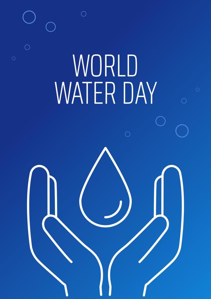 Happy World Water Day Postkarte mit linearem Glyphen-Symbol. Frischwasser sparen. Grußkarte mit dekorativem Vektordesign. Poster im einfachen Stil mit kreativer Lineart-Illustration. Flyer mit Urlaubswunsch vektor